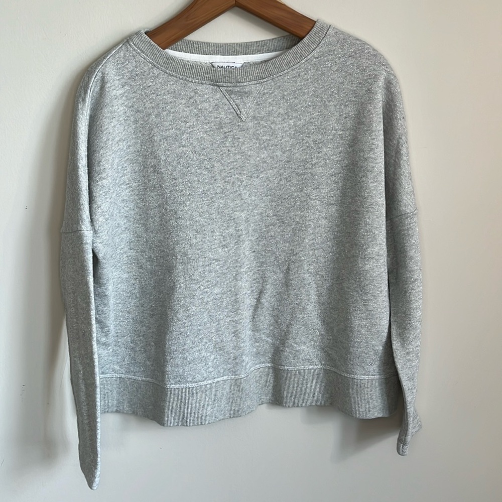 Nautica Sparkly Gray Crewneck Sweater Size M